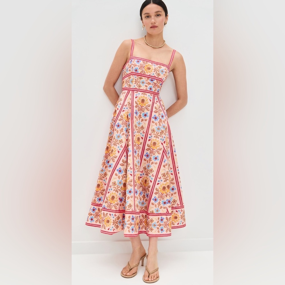 🌺 NWT Hill House Margot Midi Dress in Pink Floral Block Stripe